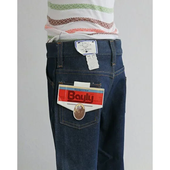 Deadstock, 1970's Vintage Bayly Dark Wash Jeans Kid's Size 5 to 6 Extra Small XS